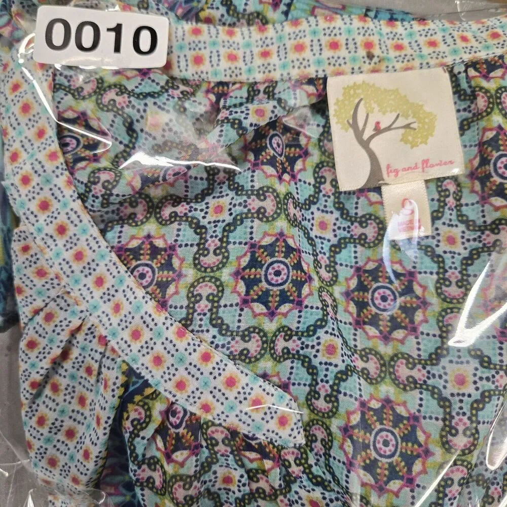 Anthropologie Fig & Flower Womens Tunic Floral Top Blouse sz Small Colorful